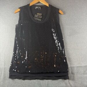 Jones New York Black Sequined Sleeveless Blouse  Size Medium
